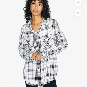 ANTHROPOLOGIE 𝅺Sanctuary Plaid Boyfriend Oversized Shirt Small